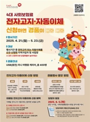 4대 사회보험료 전자고지ㆍ자동이체 경품 홍보 포스터.