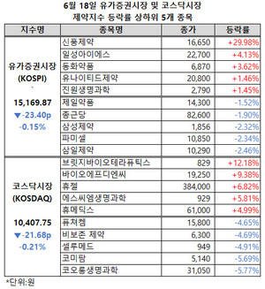양 제약지수가 약보합세를 이어간 가운데 신풍제약은 이틀 연속 상한가를 기록했다.