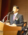 유기덕 회장이 당선된 직후 포부를 밝히고 있다.