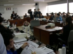 장복심 의원( 사진 앞쪽 서류 보고 있는 이) 질의에 앞서 서류를 검토하고 있다.