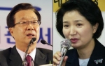 한나라당 강재섭 대표와 대통합민주신당 정동영 후보 부인 민혜경씨가 한의협 행사에 참여해 지지를 호소하고 있다.
