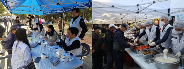 ▲ 대구광역시의사회는 교보생명 대구FP본부, 대한적십자사 대구지사와 공동으로 21일 ‘2023 건강상담 및 행복한 밥상 행사’를 개최했다.