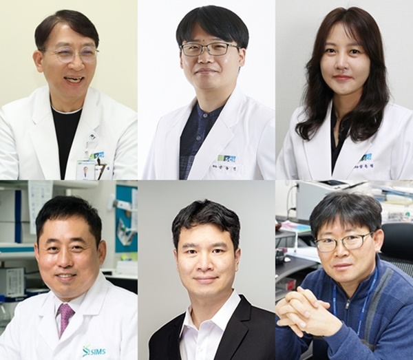 ▲ (왼쪽 위부터 시계방향으로) 전섭 교수, 강동현 교수, 양은정 교수, 방정규 대표이사, 임정균 교수, 류성호 교수.